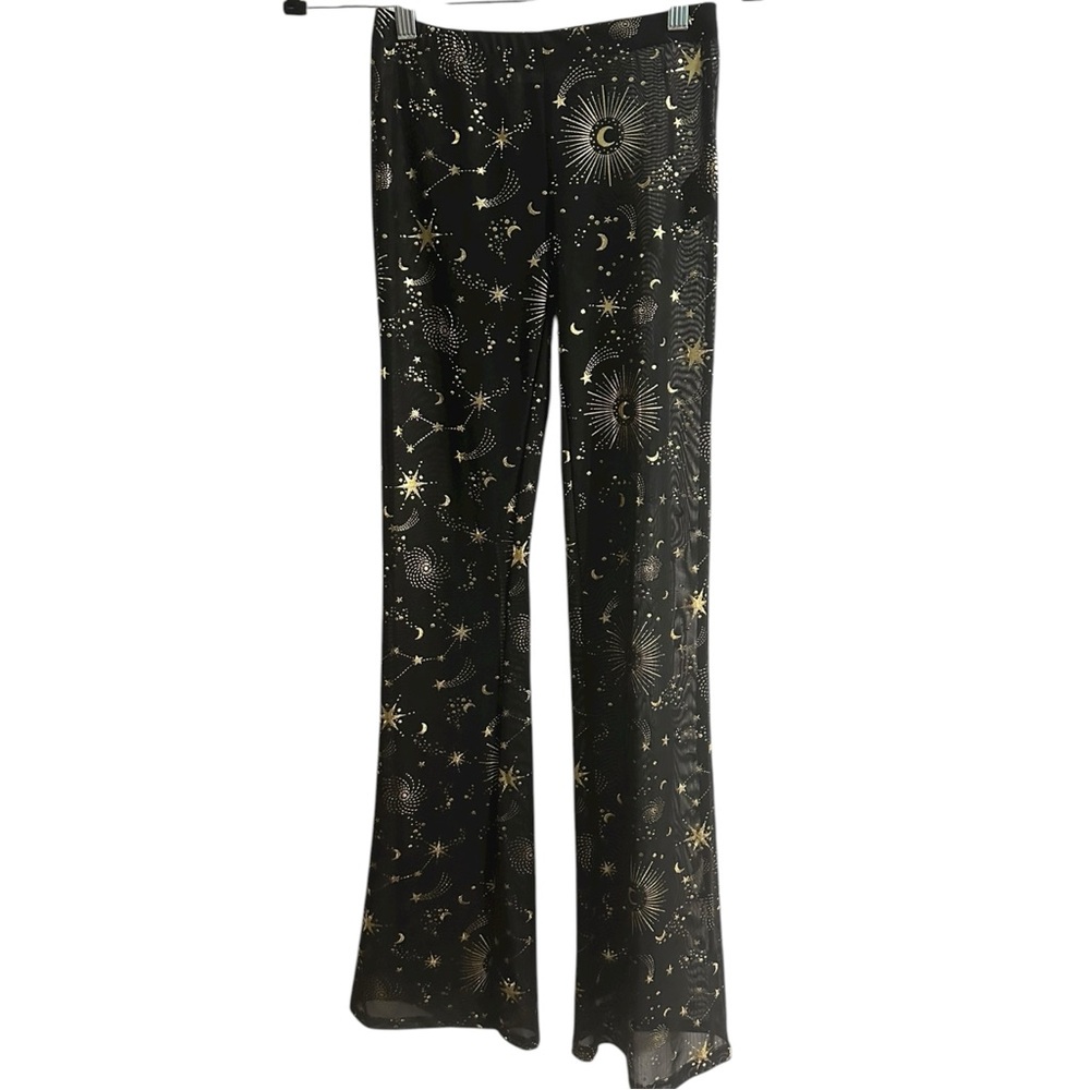 NWOT Noisy May Black and Gold Moon and Stars Sheer Leggings